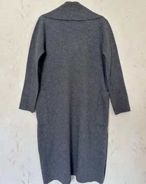 ZARA Long Knit Coat with Draped Neck thumbnail 4