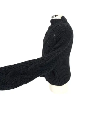 Free People Seasons Change Black Knit Cotton Sweater Size Small Edgy Minimalist thumbnail 6