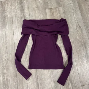 We The Free Off-Shoulder Burgundy Sweater thumbnail 5