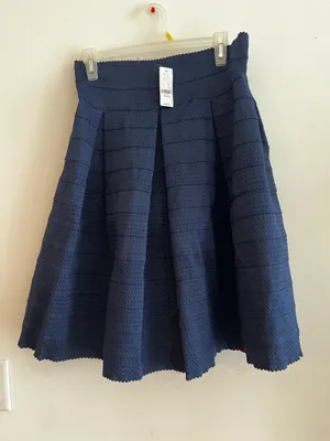 New York & Company Navy Textured A-Line Midi Skirt Size M NWT thumbnail 4