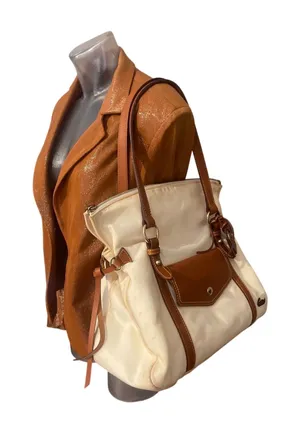 DOONEY & BOURKE Smith Bag *AS IS Nylon Leather Cream Color Purse Tote thumbnail 1
