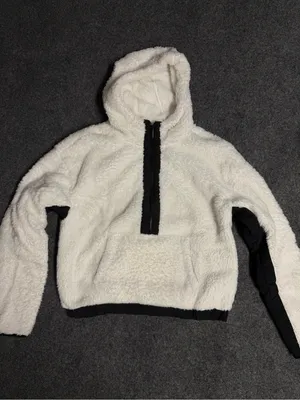 Calvin Klein Performance White Sherpa Hoodie with Black Branding thumbnail 1