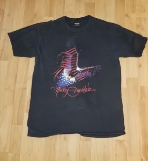 Vintage Harley Davidson Shirt Men L Black Chattahoochee Eagle Flag Faded Y2K USA thumbnail 1