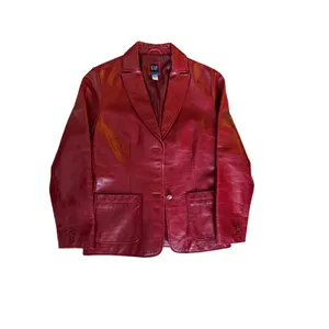 Vintage Y2K GAP Red Leather Blazer XS 100% Genuine Leather 2000 thumbnail 8