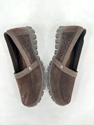 Skechers EZ Flex Chocolate Brown Suede Perforated Slip On Loafers 8.5 thumbnail 3