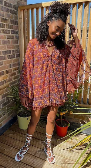 Free People (SOLD) Gabi printed Mini Dress XS thumbnail 1