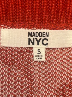 NWT Madden NYC Small Red Cream Heart print Vneck Cropped Knit valentine sweater thumbnail 5