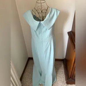 Xscape Light Blue Off Shoulder Ruffle Formal Gown Plus Size 16 Evening thumbnail 9