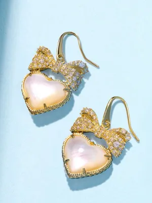 Kendra Scott Haisley Heart Drop Earrings Gold And Ivory Mother Of Pearl thumbnail 2