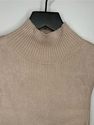 White Fox Beige Ribbed Bodycon Midi Dress Size XS thumbnail 3