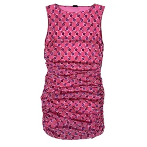 Urban Outfitters Pink Floral Ruched Bodycon Mini Dress L Cottagecore thumbnail 2