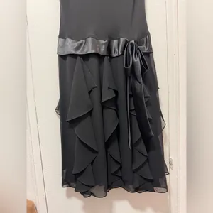 Vintage Y2K Liz Claiborne Black Party Dress Ruffled Tiered Bow Drop Waist 6 thumbnail 6