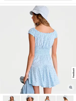 Aeropostale Light Blue Floral Smocked Mini Dress thumbnail 5