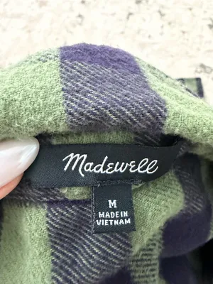 Madewell Classic Flannel Shirt Size Medium - Green/Blue thumbnail 4