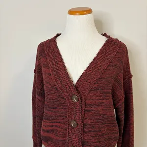 Urban Outfitters‎ Burgundy Cropped Cardigan Sweater Button Down Knit Top XS thumbnail 4