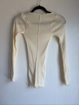 Pradegal long sleeve lettuce cut blouse top xs/s wool silk thumbnail 6