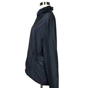 Fabletics‎ Womens Perforated Windbreaker Jacket Blue Hooded Medium athletic thumbnail 5