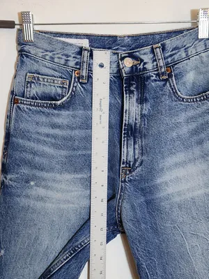Zara High Waist Straight Leg Distressed Cut-off Jeans Size 4 thumbnail 9