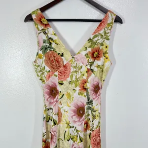 Paper‎ Heart Floral Maxi Dress Womens XS Linen Blend Sleeveless V Neck Summer thumbnail 5