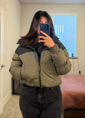 Columbia Olive Green Puffer Jacket with Black Yoke thumbnail 1