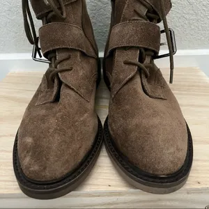 Vince Camuto Brown Suede Leather Lace‎ Up Moto Combat Boots 6.5 thumbnail 5