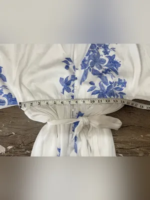 Sugar lips white maxi dress with blue floral print size large NWT thumbnail 4