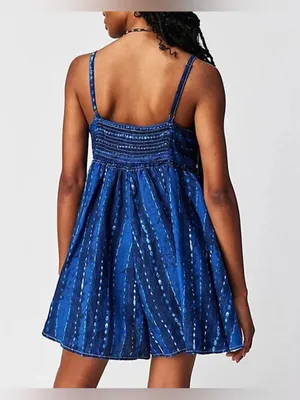 NWT Free People Ocean Ave Romper - blue combo indigo - XS thumbnail 5