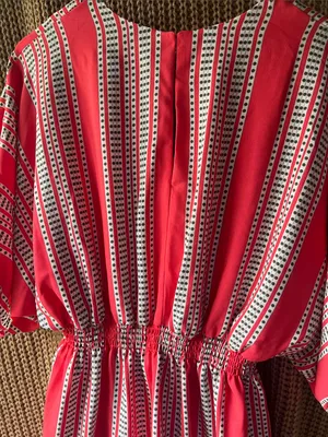 Red Striped V‑Neck Tiered Midi Dress thumbnail 7