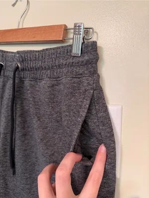 H&M high waisted drawstring dark gray soft pull on shorts thumbnail 3