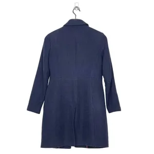 Banana Republic‎ Navy Coarse Cotton Weave Button Front Overcoat Women's XS thumbnail 2