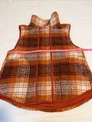Free People Wrapped Up Blanket Vest Orange Plaid Wool Blend S thumbnail 13