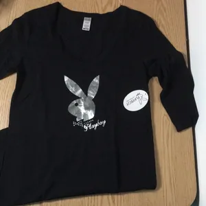 New Playboy Rare Vintage Pajamas Sleepwear Stretchy Soft Black/Silver Size Small thumbnail 3