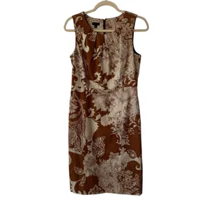 Talbots Brown Paisley Sleeveless Sheath Knee Length Dress Size 6 Work Career‎ thumbnail 6