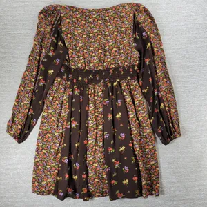 SO Mini Dress XL Brown Mixed Ditzy Floral Print Fit & Flare Cottagecore Prairie thumbnail 14