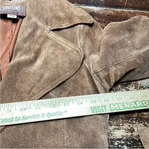 Vintage 70s Suede Leather Belted Mini‎ Trench Jacket Brown 9/10 thumbnail 8