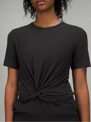 Lululemon Black Crescent Twist Front Pima Cotton T-Shirt Size 4 thumbnail 8