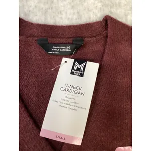 Members Mark Womens V-Neck‎ Cardigan Sweater Black Crimson Red Small NWT thumbnail 2