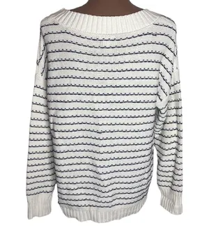 Westport Dressbarn chunky knit v-neck stitch detailed oversized sweater size XL thumbnail 2