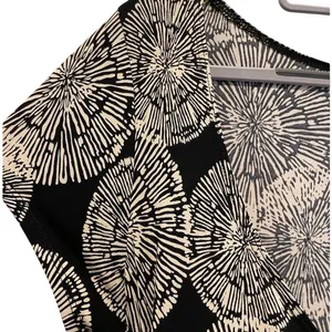 John‎ Paul Richard Faux Wrap Dress Black Cream Abstract Starburst Womens Large thumbnail 3
