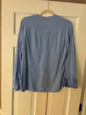 Zara light blue button down blouse  thumbnail 4