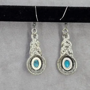 Silver Blue Rhinestone‎ Drop Floral Boho Dangle Fashion Jewelry Earrings JB2-78 thumbnail 2