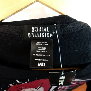 Social Collision Punk Star Sweatshirt Womens M Black Graphic Hot Topic Mall Goth thumbnail 5