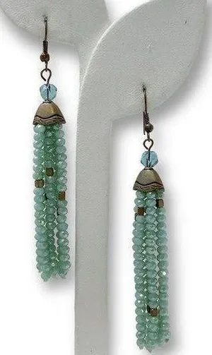 Boho Bohemian Beaded Tassel Drop Hook Retro Earrings thumbnail 1