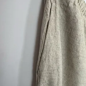 GAP Women's Beige Linen Blend Wide Leg Drawstring Pants Lightweight Size L thumbnail 4