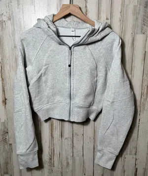 Lululemon Gray Full Zip Scuba Cropped Hoodie Womens Size 10 thumbnail 1