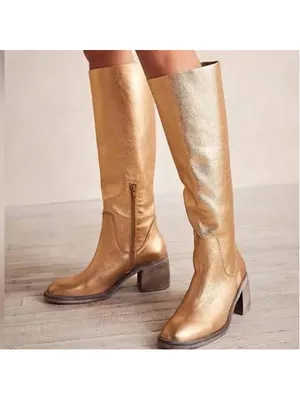 Free People Essential Tall Slouch Boots Metallic Gold Size 38 thumbnail 4