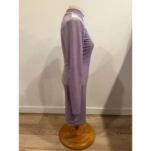 HM Lavender Velvet Mock Neck Long Sleeve Bodycon Dress Purple Shimmer Small thumbnail 4