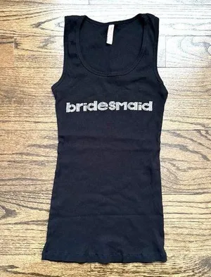 Bridesmaid Womens 3D Black Tank Top Shirt Size Large Wedding Party Bridal Shower thumbnail 1