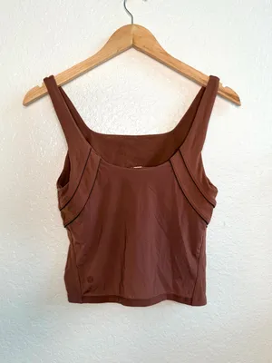 Lululemon Nulu and Mesh Back Shelf-Bra Yoga Tank Top 8 Brown thumbnail 7