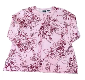 Basic edition size XL pink with red flowers button front cardigan GUC thumbnail 1